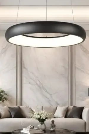 Offerta Lampadario sospensione anello nero 46cm led 2300k 3000k 4000k dimmerabile