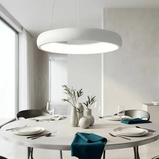 Popolare Lampadario anello 46cm bianco moderno led 29w 2300k 3000k 4000k dimmerabile