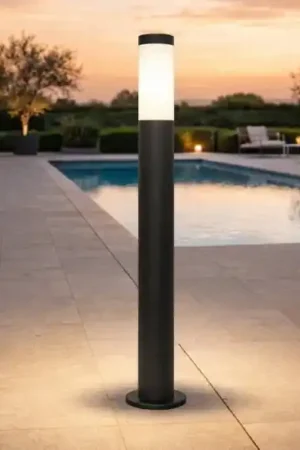 Prezzo Di Fabbrica Lampione paletto cilindro da giardino nero per esterni