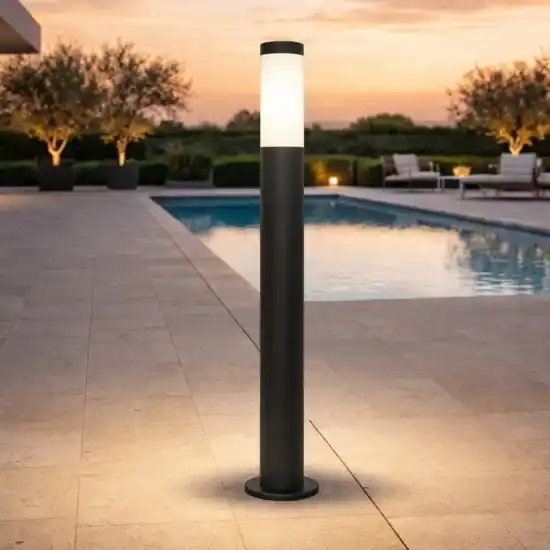 Prezzo Di Fabbrica Lampione paletto cilindro da giardino nero per esterni