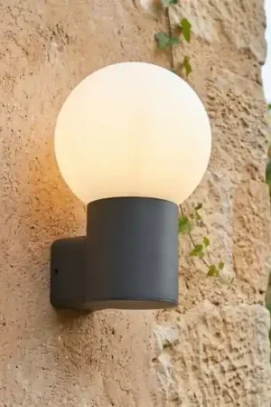 Compra Oggi Stesso Applique da esterno alluminio antracite sfera vetro moderna