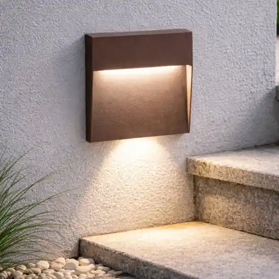 Quantità Limitata Ondaluce segnapasso da esterno free square corten a parete led 4000k ip54