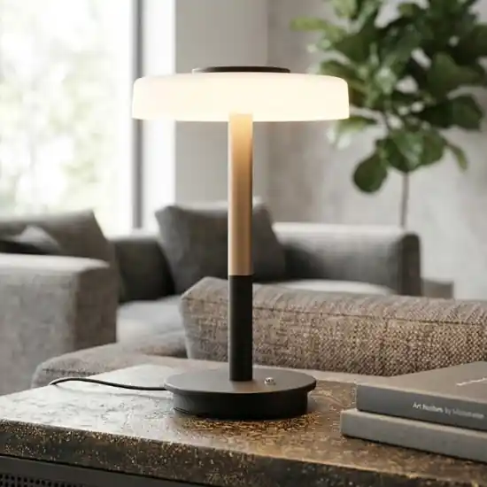 Lampada da tavolo vetro bianco parti colore caffè design moderna Miglior Prezzo