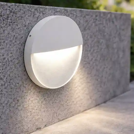 Promozione Esclusiva Ondaluce free round segnapasso a parete bianco per esterno led 4000k ip54