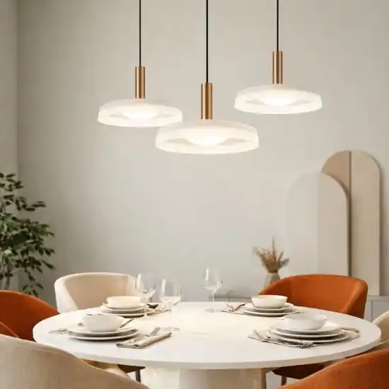 Prezzo Basso Lampadario a 3 sospensioni vetri bianchi legno per soggiorno moderno