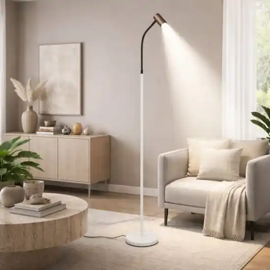 Lampada da terra per lettura luce orientabile beige caffe moderna Soddisfatti O Rimborsati
