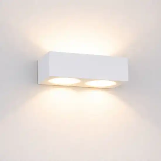Applique in gesso bianco pitturabile rettangolare moderna 4 luci Miglior Prezzo