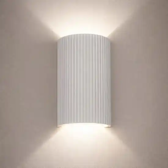 Compra Oggi Stesso Applique mezzo cilindro di gesso bianco pitturabile biemissione