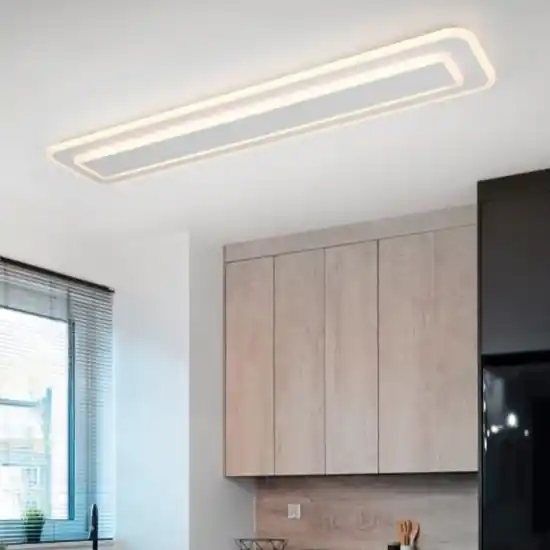 Pagamento Sicuro Plagoniera bianca rettangolare 90cm moderna led dimmerabile con telecomando
