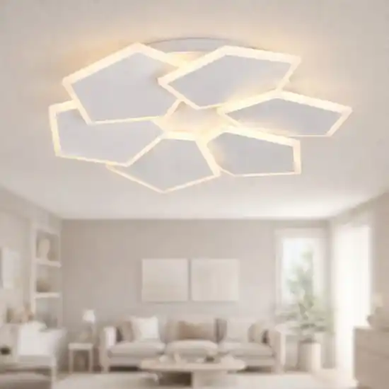 Super Prezzo Plafoniera moderna esagoni bianca con telecomando per camera da letto