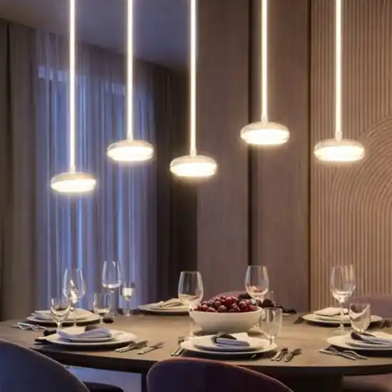 Prezzo Conveniente Lampadario a 5 sospensioni moderne in vetro trasparente led 4000k