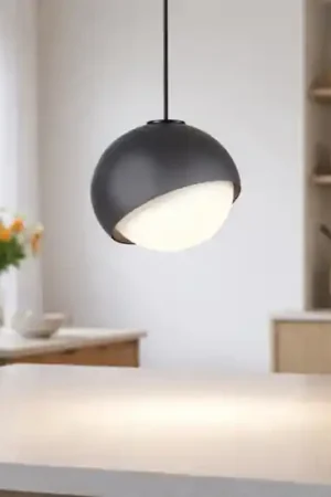 Ideal lux bloom sp1 d30 lampada a sospensione sfera vetro rigato nero Reso Gratuito