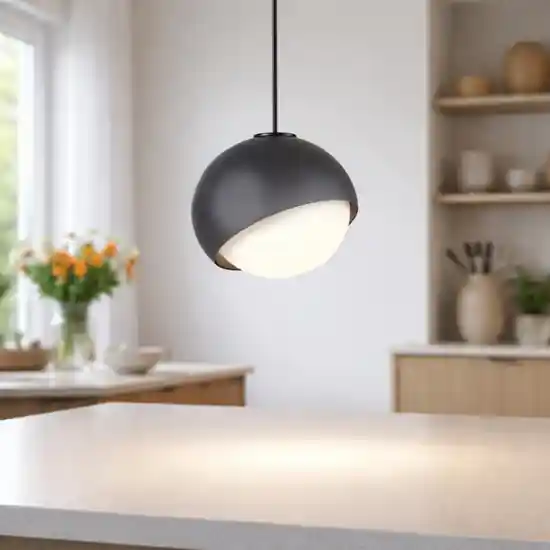 Ideal lux bloom sp1 d30 lampada a sospensione sfera vetro rigato nero Reso Gratuito