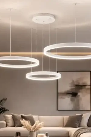 Lampadario moderno 3 cerchi bianchi led 3000k criseide gea luce Promo Stagionale
