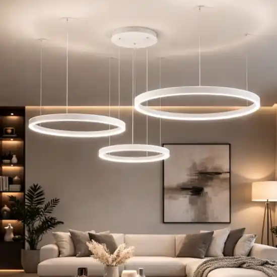 Lampadario moderno 3 cerchi bianchi led 3000k criseide gea luce Promo Stagionale