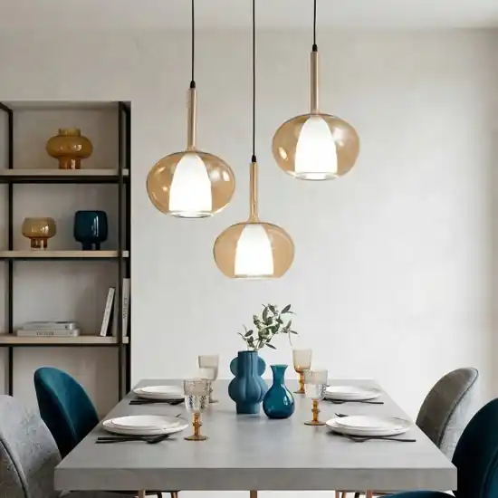 Must-Have Lampadario a sospensione tre vetri sfere ambra fabas luce edolo