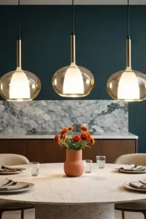Acquista Ora Lampadario per tavolo da cucina sfere ambra fabas luce edolo
