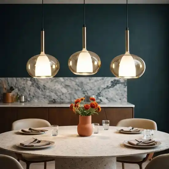 Acquista Ora Lampadario per tavolo da cucina sfere ambra fabas luce edolo
