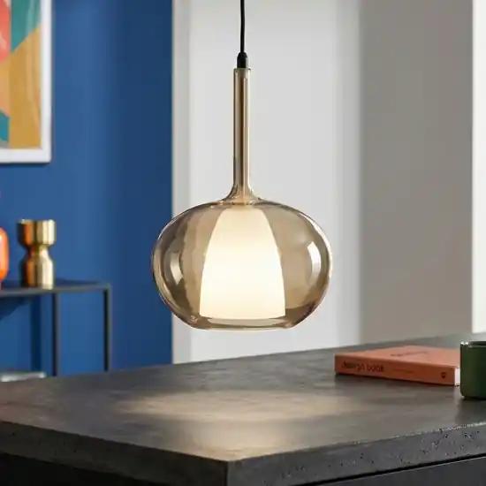 Solo Oggi Lampada a sospensione fabas luce edolo sfera in vetro ambra
