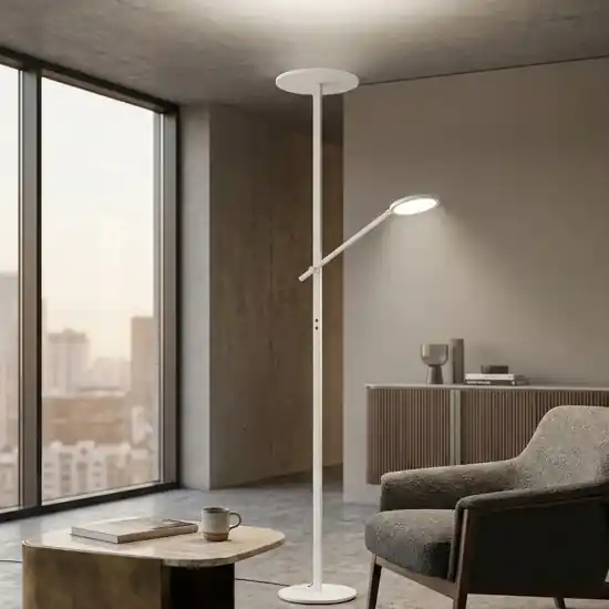 Piantana bianca doppia luce led orientabile dimmerabile 3000k Soddisfatti O Rimborsati