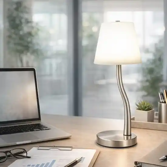 Reso Gratuito Lampada da scrivania nichel moderna vetro bianco fabas luce ibla