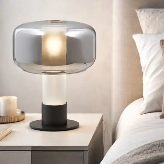Ultime Pezzi Lampada da comodino vetro fume moderna fabas luce flick