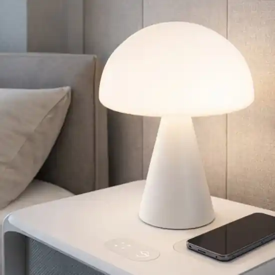 Offerta Limitata Lampada da comodino bianca moderna in vetro fabas luce blip