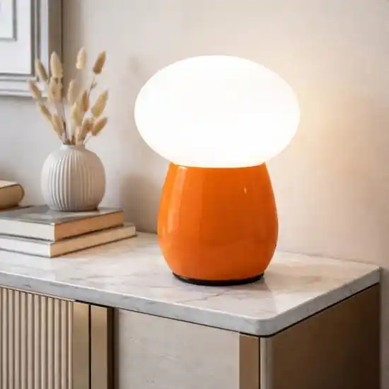 Lampada da tavolo arancione in vetro design moderna fabas freddy Sconto