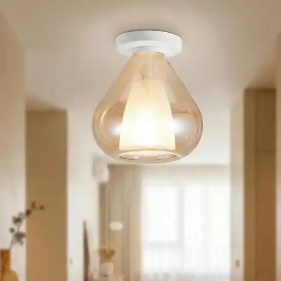 Saldi Plafoniera da soffitto lila fabas luce vetro ambra