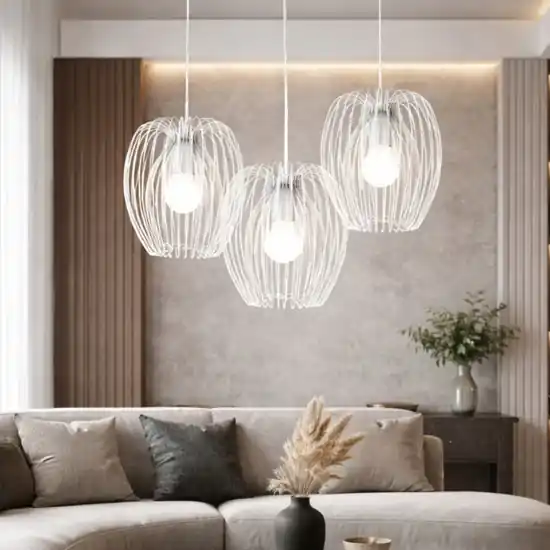 Lampadario a sospensioni bianco fabas luce camp per sala da pranzo Miglior Prezzo