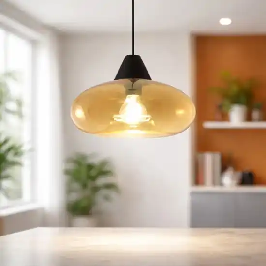Lampada a sospensione di vetro ambra design fabas luce elea Prezzo Ridotto