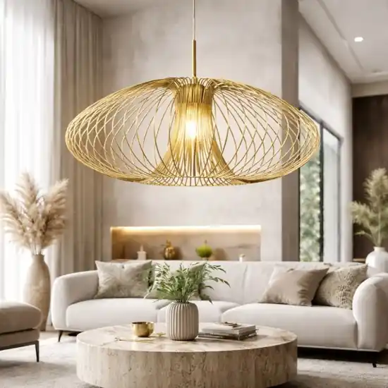 Lampadario design minimal oro opaco fabas luce fassa Di Tendenza