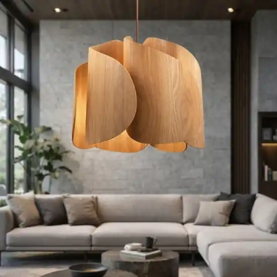 Compra Online Lampadario a sospensione in legno dal design moderno fabas luce pevero