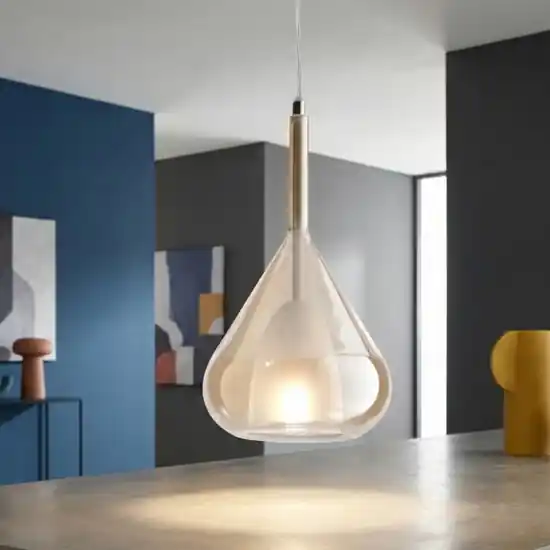 Reso Gratuito Lampada a sospensione vetro ambra design fabas luce lila