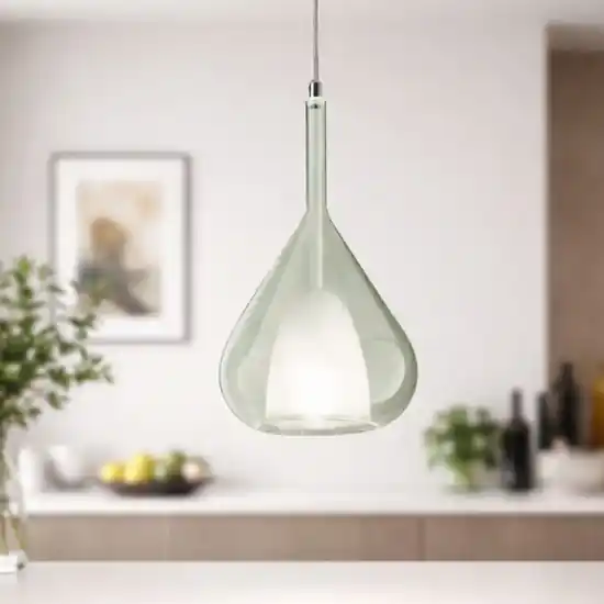 Prezzo Scontato Lampada a sospensione moderna di vetro verde fabas luce lila
