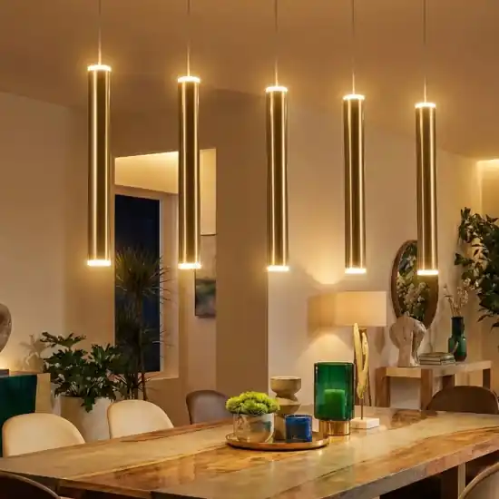 Lampadario cilindri nero oro per tavolo sala da pranzo fabas luce prado Non Perdere