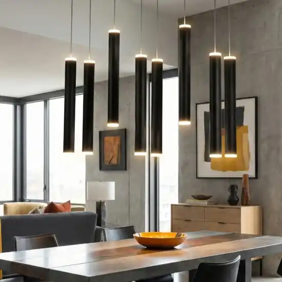 Lampadario cilindri neri prado fabas luce per tavolo sala sa pranzo Quantità Limitata