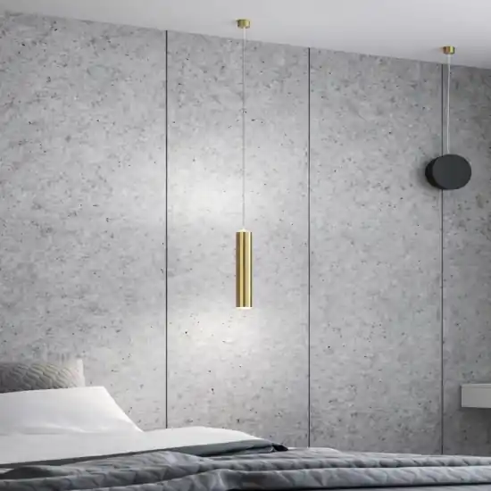 Lampada a sospensione oro nero cilidnro con decentramento fabas luce prado Prezzo Scontato