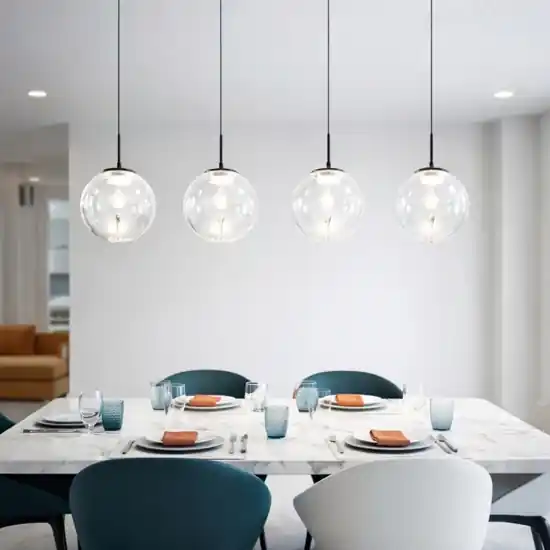 Lampadario 4 sfere a sospensione in vetro per tavolo sala da pranzo Più Venduto