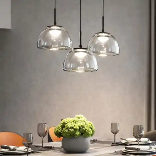 Lampadario led 3 vetri pendenti fume moderno fabas luce lucille Economico