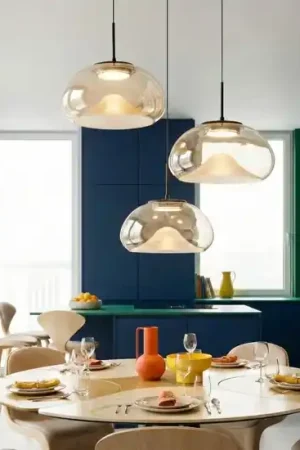 Lampadario moderno 3 vetri pendenti cognac fabas luce brena Occasione Imperdibile