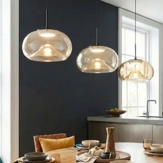 Lampadario per tavolo da cucina vetri cognac fabas luce brena Professionale