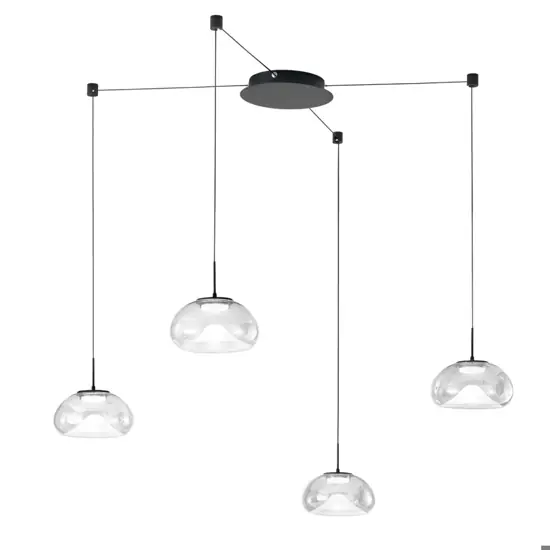Lampadario con decentramento per cucina vetri trasparenti fabas luce brena Spedizione Espresso