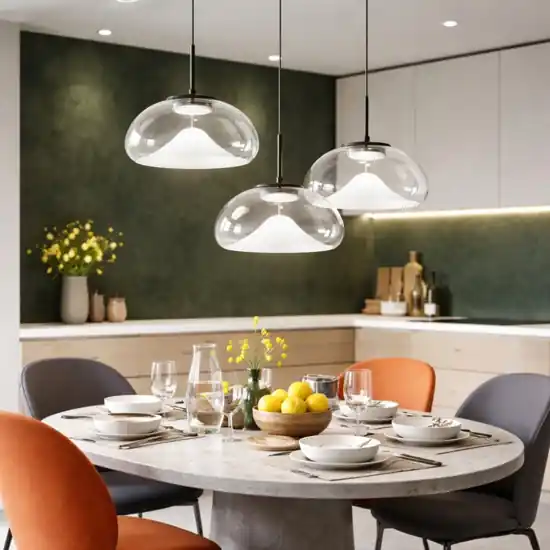 Quantità Limitata Lampadario moderno 3 pendenti in vetro trasparente fabas luce brena