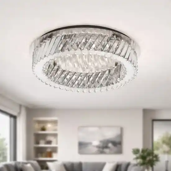 Plafoniera per camera da letto anello di cristallo trasparente led 34w 3000k dimmerabile Quantità Limitata