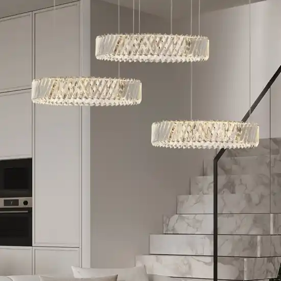 Ultimissimo Modello Lampadario 3 anelli di cristallo a sospensione per salotto