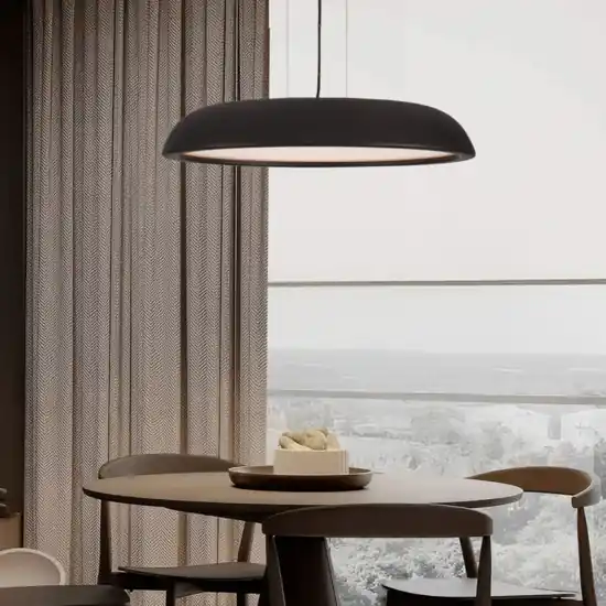 Lampadario disco nero a sospensione led 44w 3000k per sala da pranzo Prezzo Ridotto