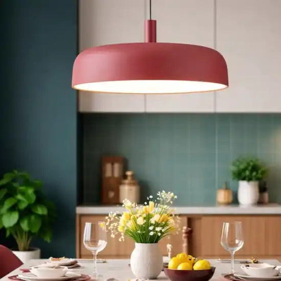 Prezzo Conveniente Lampadario bordeaux cupola per tavolo da cucina led 27w 3000k
