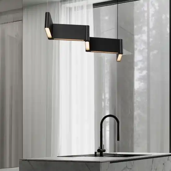 Ultime Pezzi Lampadario nero design zig zag per isola sala da pranzo cucina