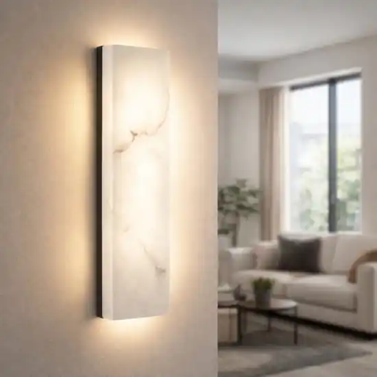 Applique da parete pietra effetto alabastro bianco led 7w 3000k Novità